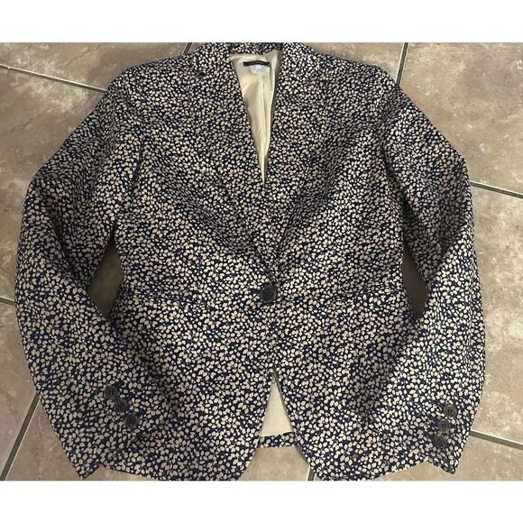 JCrew S Cotton Printed Blazer Jacket Lined